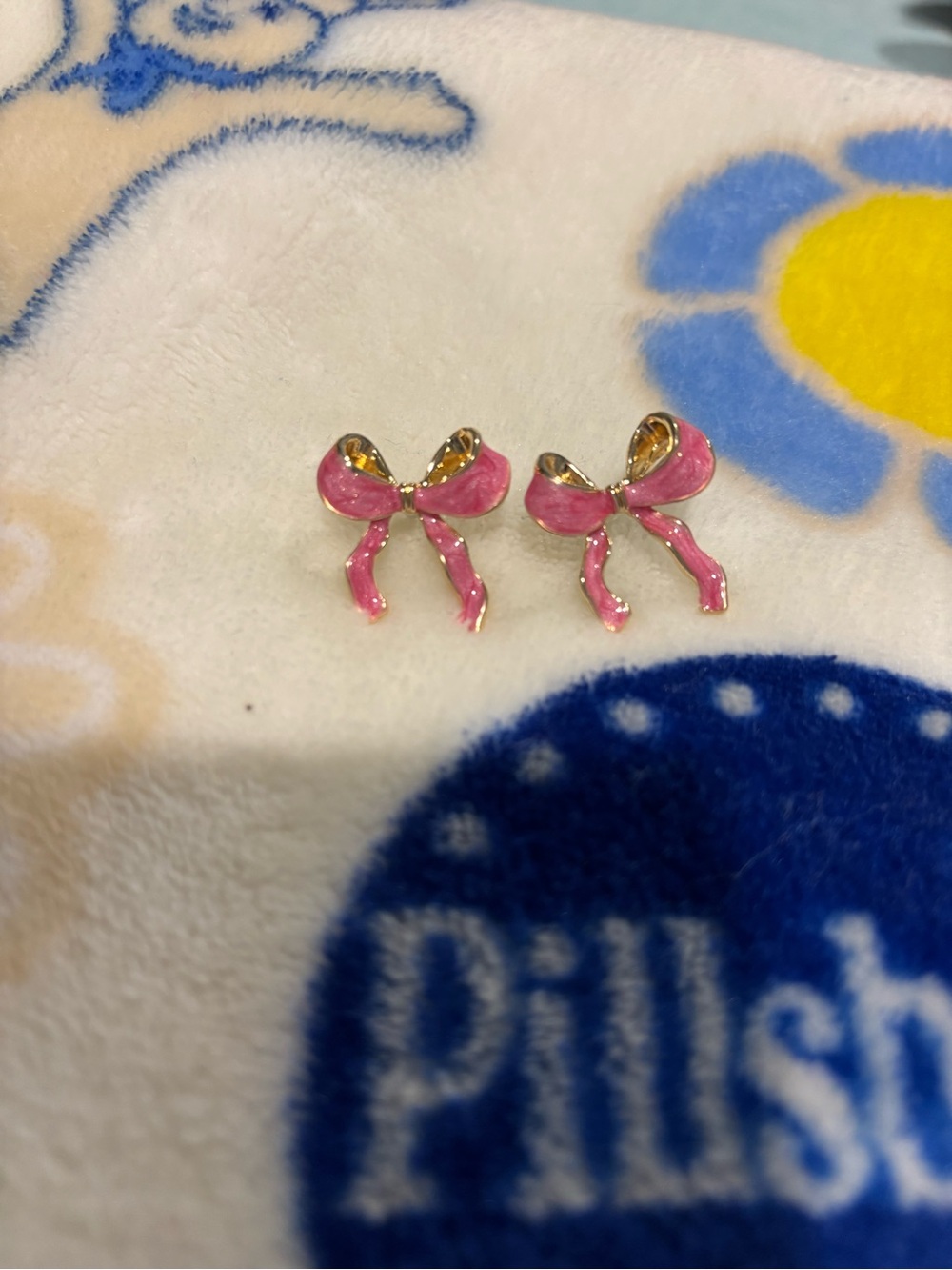 Pink Bow Stud Earrings- Cute Enamel Bow Earrings